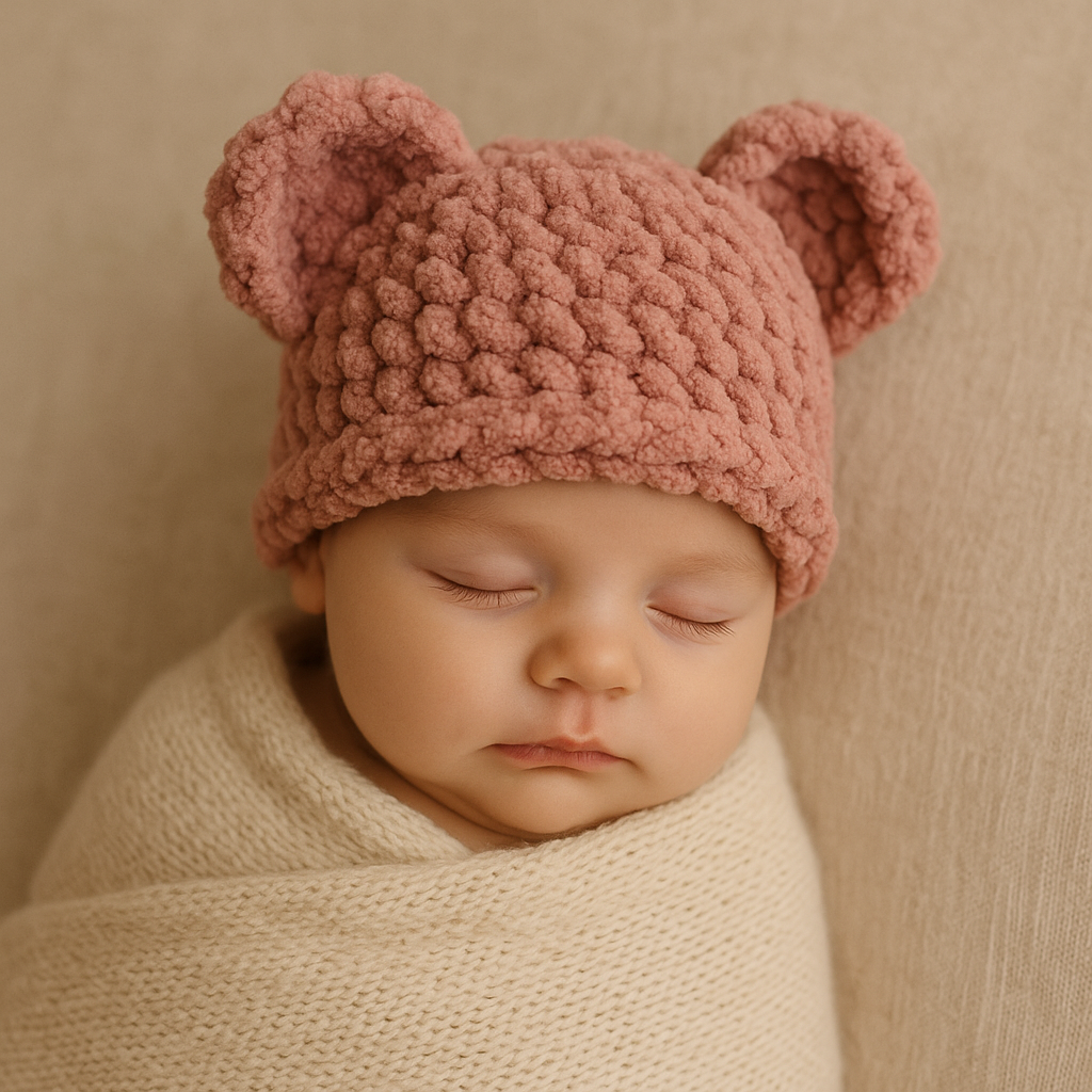 Dusty Rose Teddy Baby Beanie