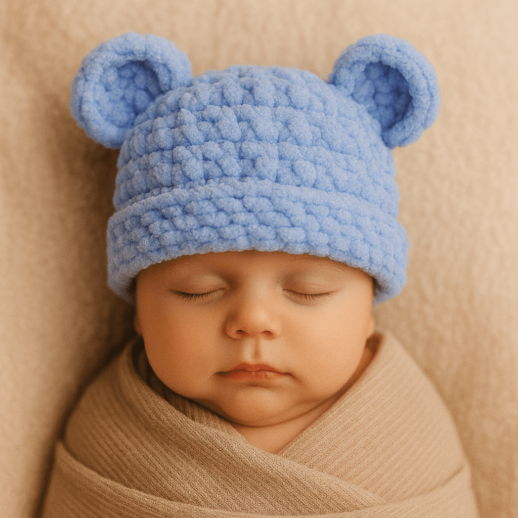 Sky Blue Teddy Baby Beanie hand dyed yarn by A Splash Of Fiber β artisan fiber and handmade creations