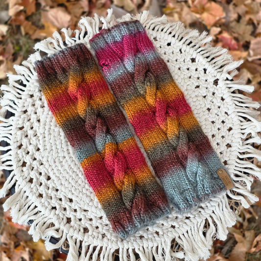 Autumn Glow - Hand-Knit Fingerless Gloves