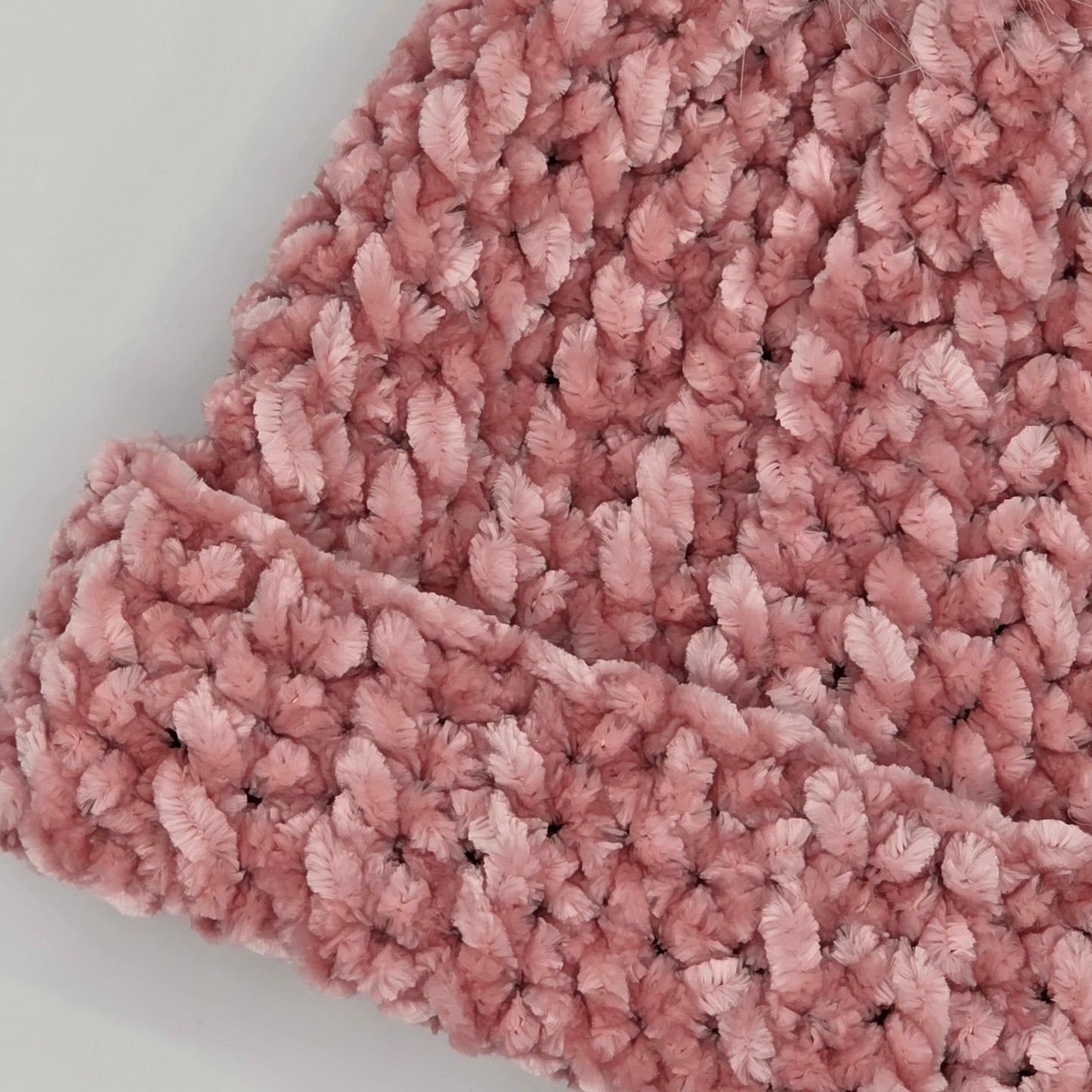 Rose Blush Velvet Double Pom Baby Beanie