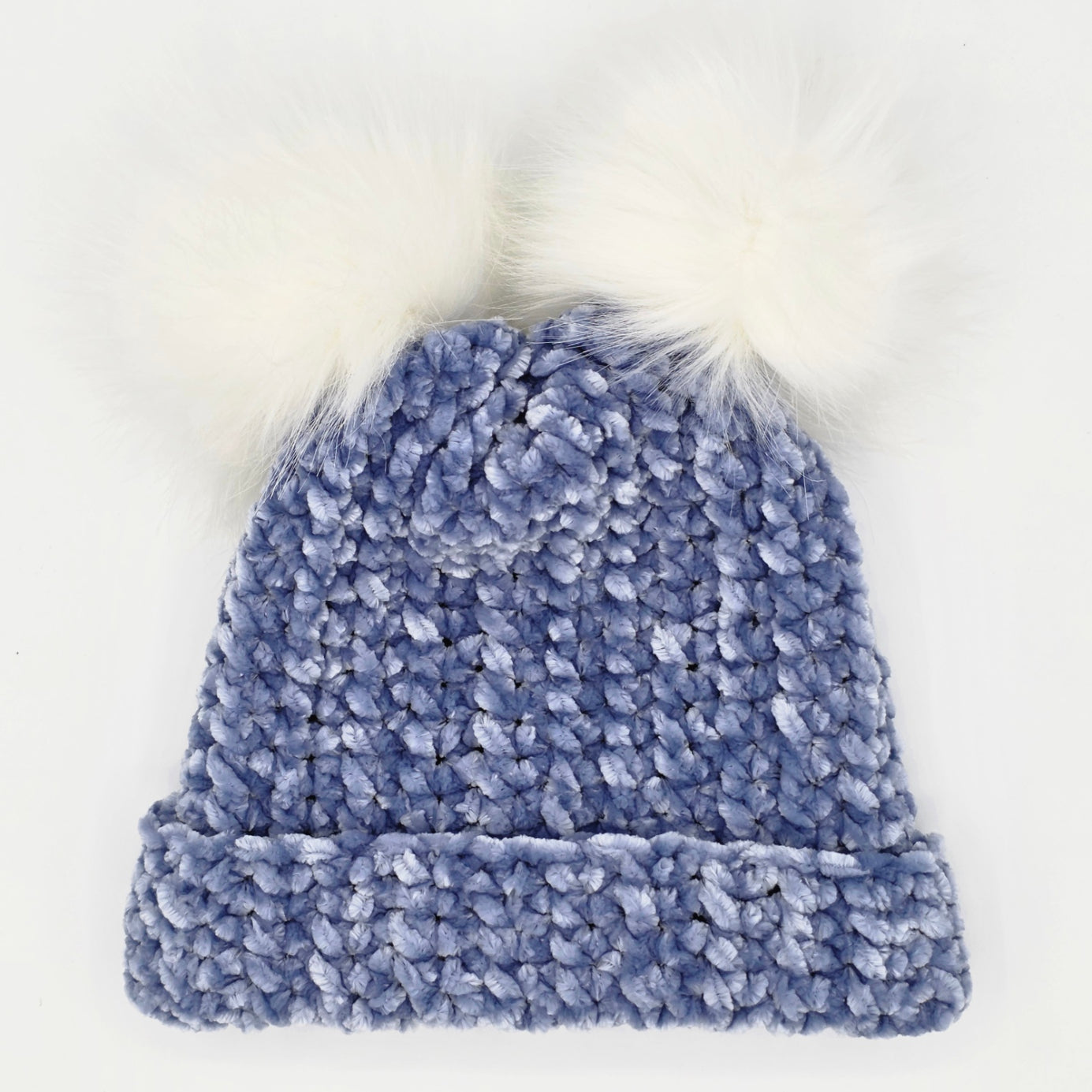 Dreamy Indigo Velvet Double Pom Baby Beanie