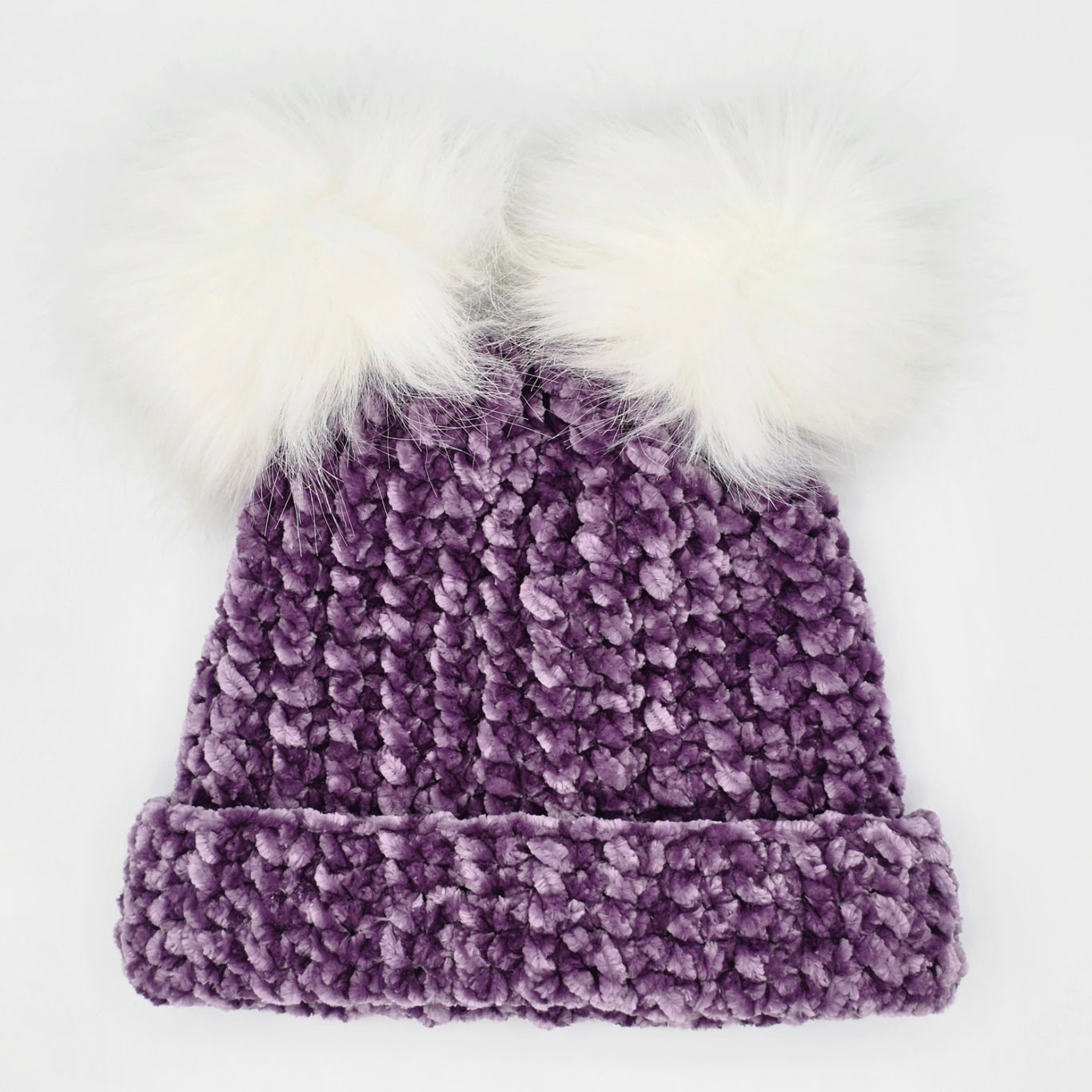 Lilac Dream Velvet Double Pom Baby Beanie