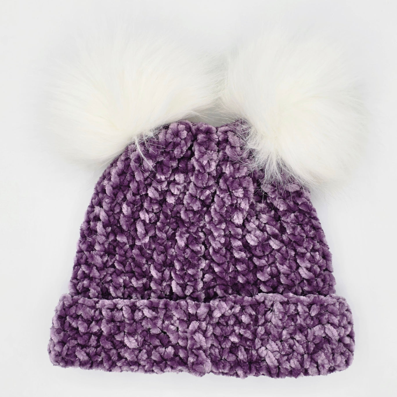 Lilac Dream Velvet Double Pom Baby Beanie