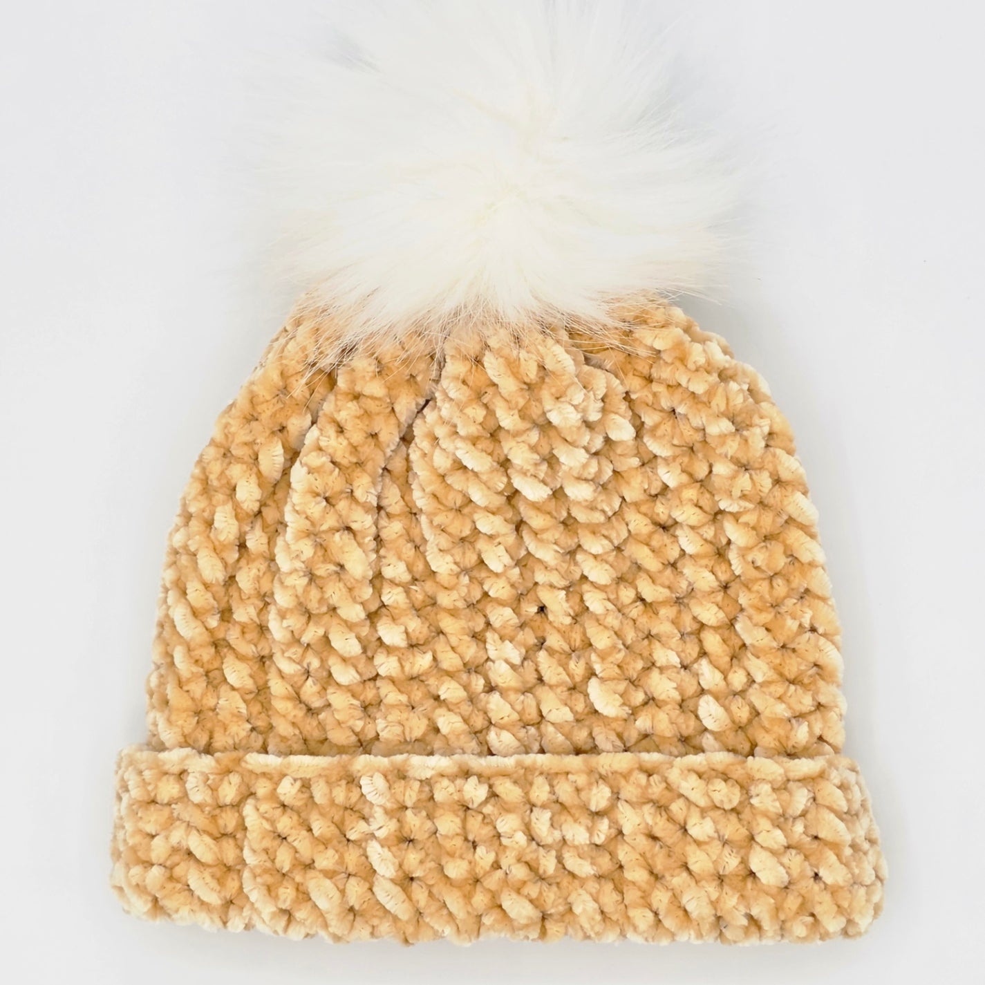 Golden Honey Velvet Pom Baby Beanie