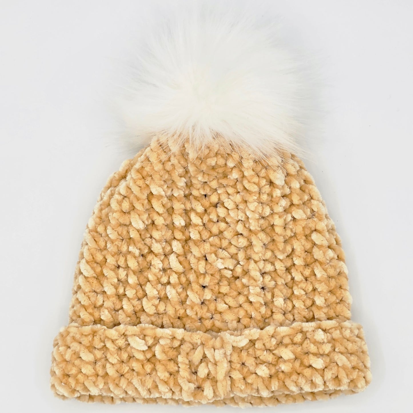 Golden Honey Velvet Pom Baby Beanie