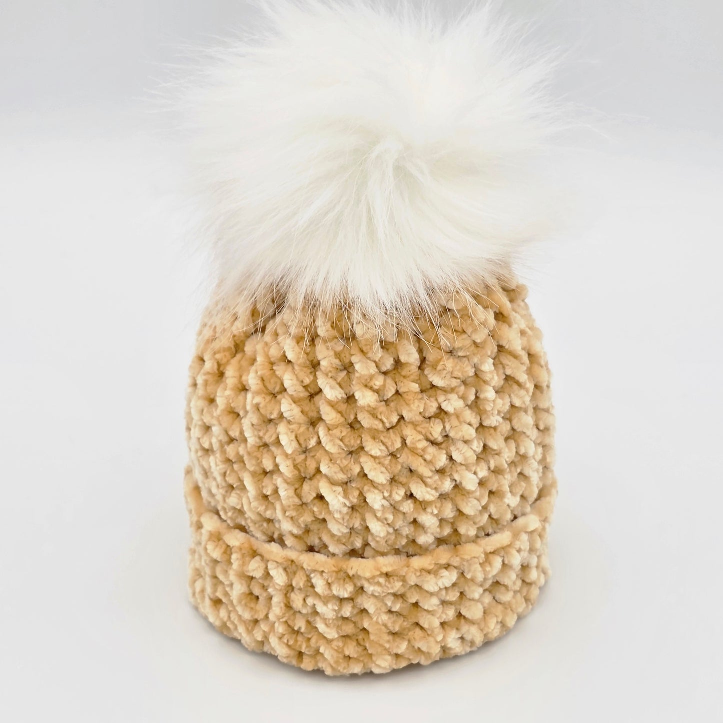 Golden Honey Velvet Pom Baby Beanie