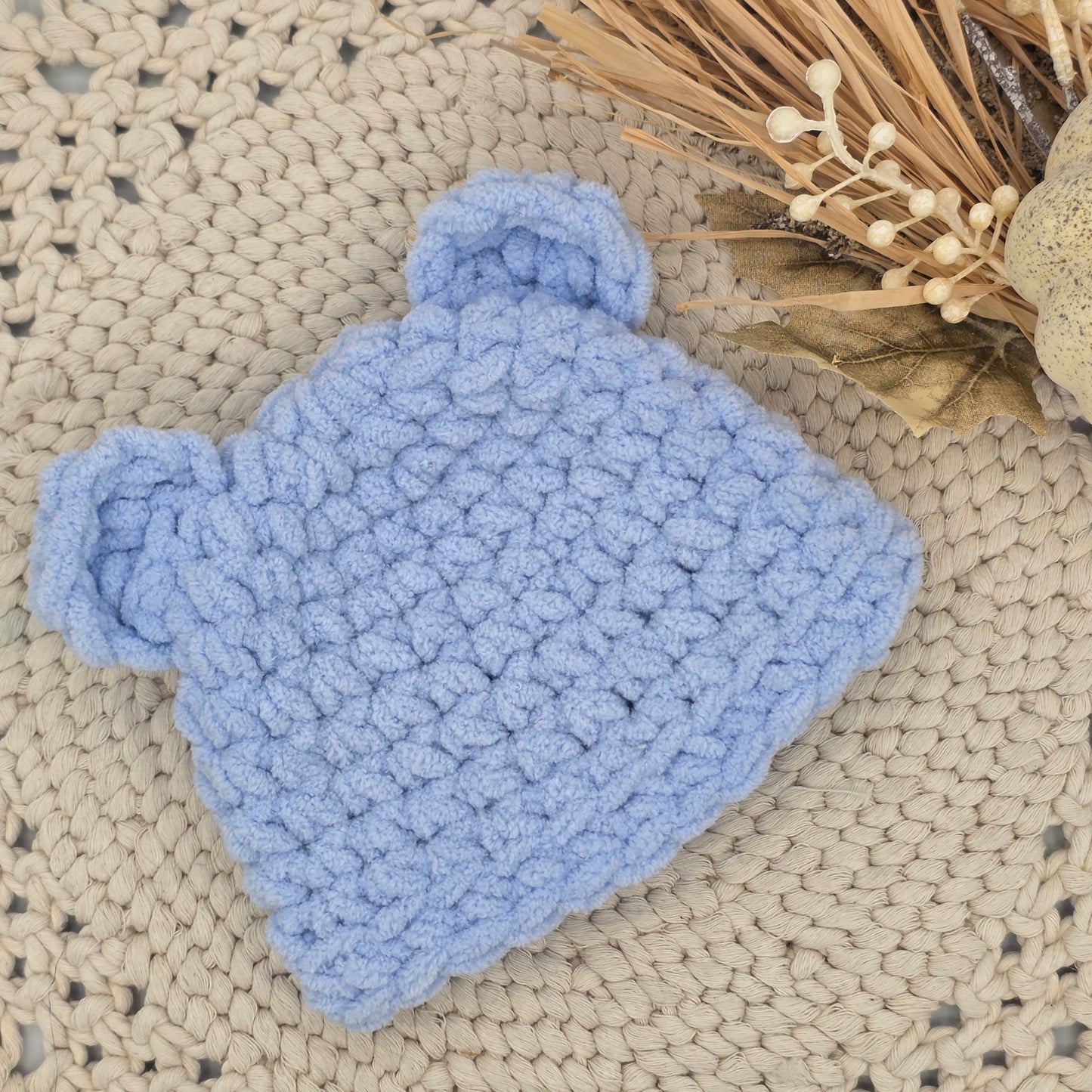 Sky Blue Teddy Baby Beanie