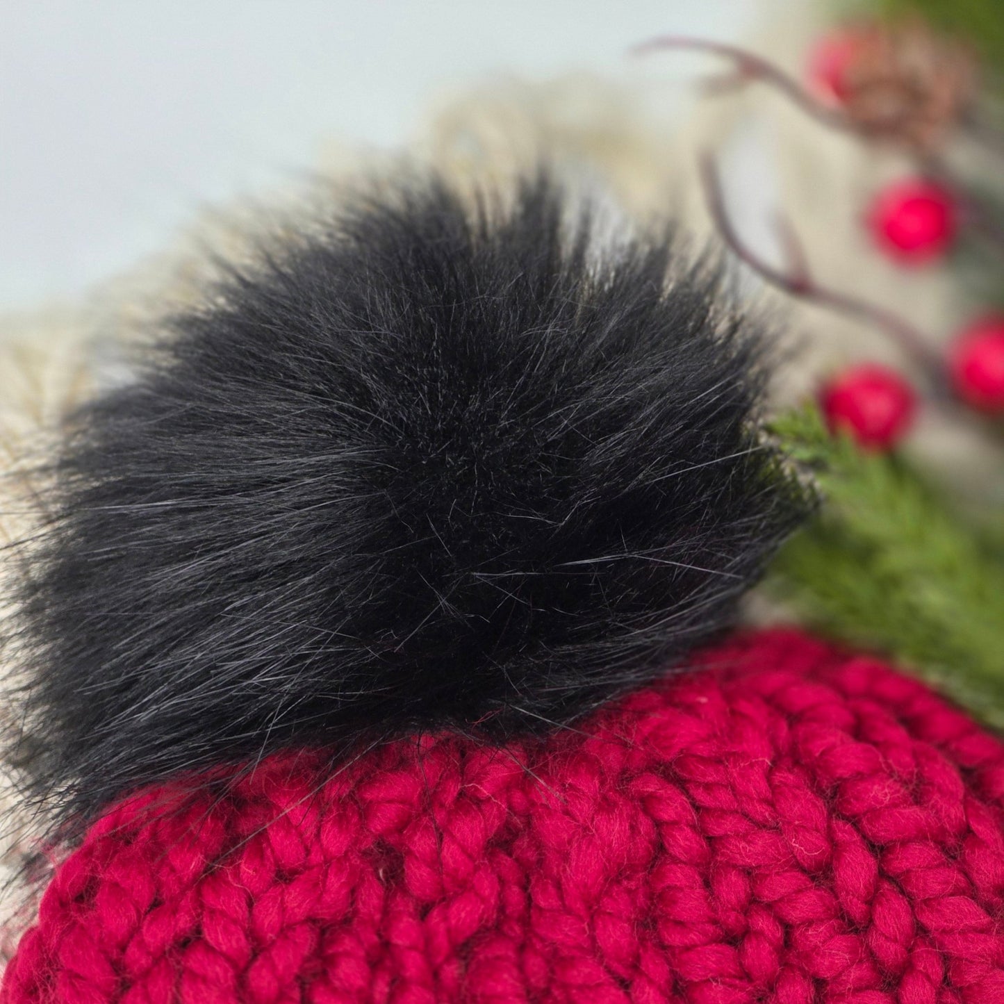 Aspen Beanie – Cranberry Frost | Chunky Ribbed Adult Hat hand dyed yarn by A Splash Of Fiber — artisan fiber and handmade creations