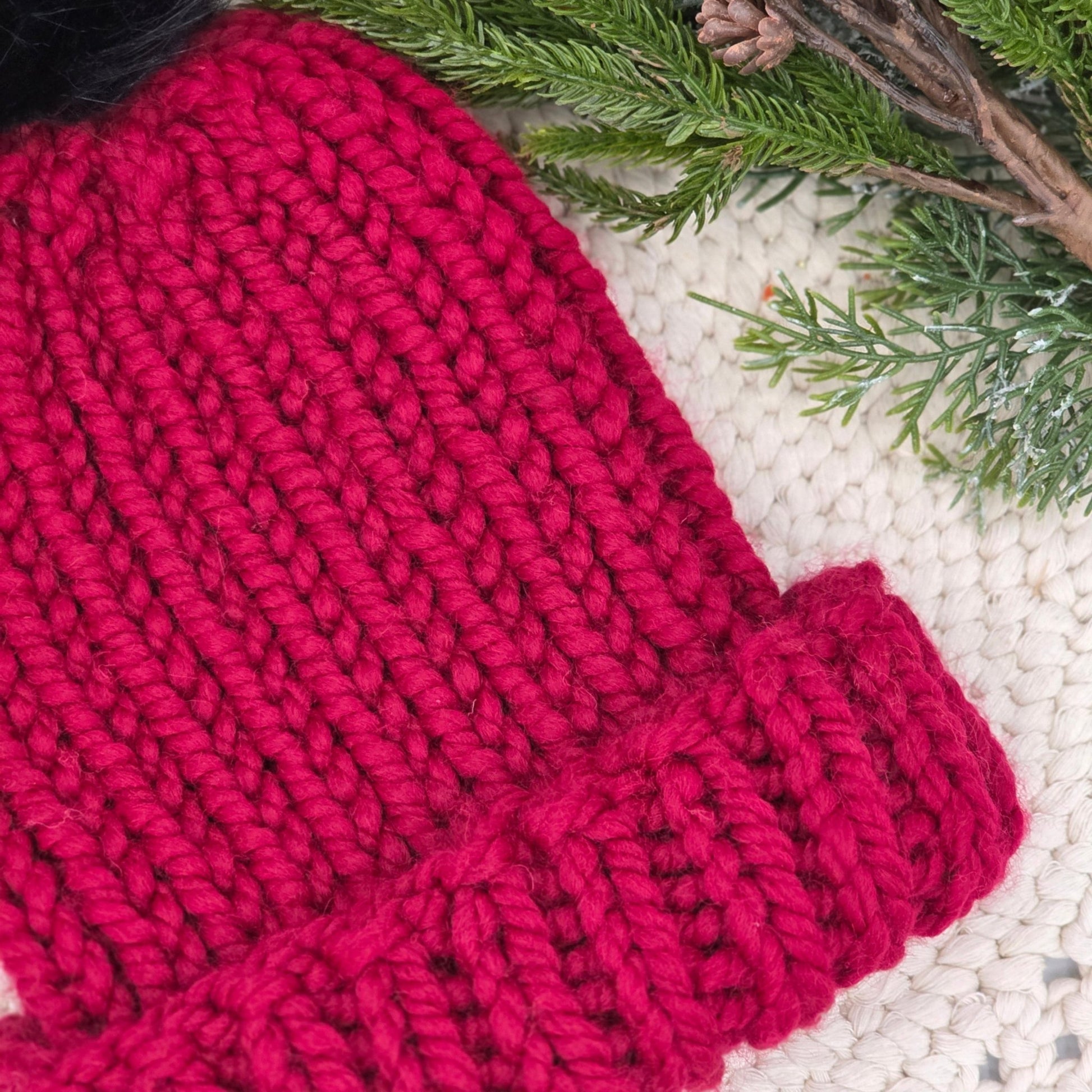 Aspen Beanie – Cranberry Frost | Chunky Ribbed Adult Hat hand dyed yarn by A Splash Of Fiber — artisan fiber and handmade creations