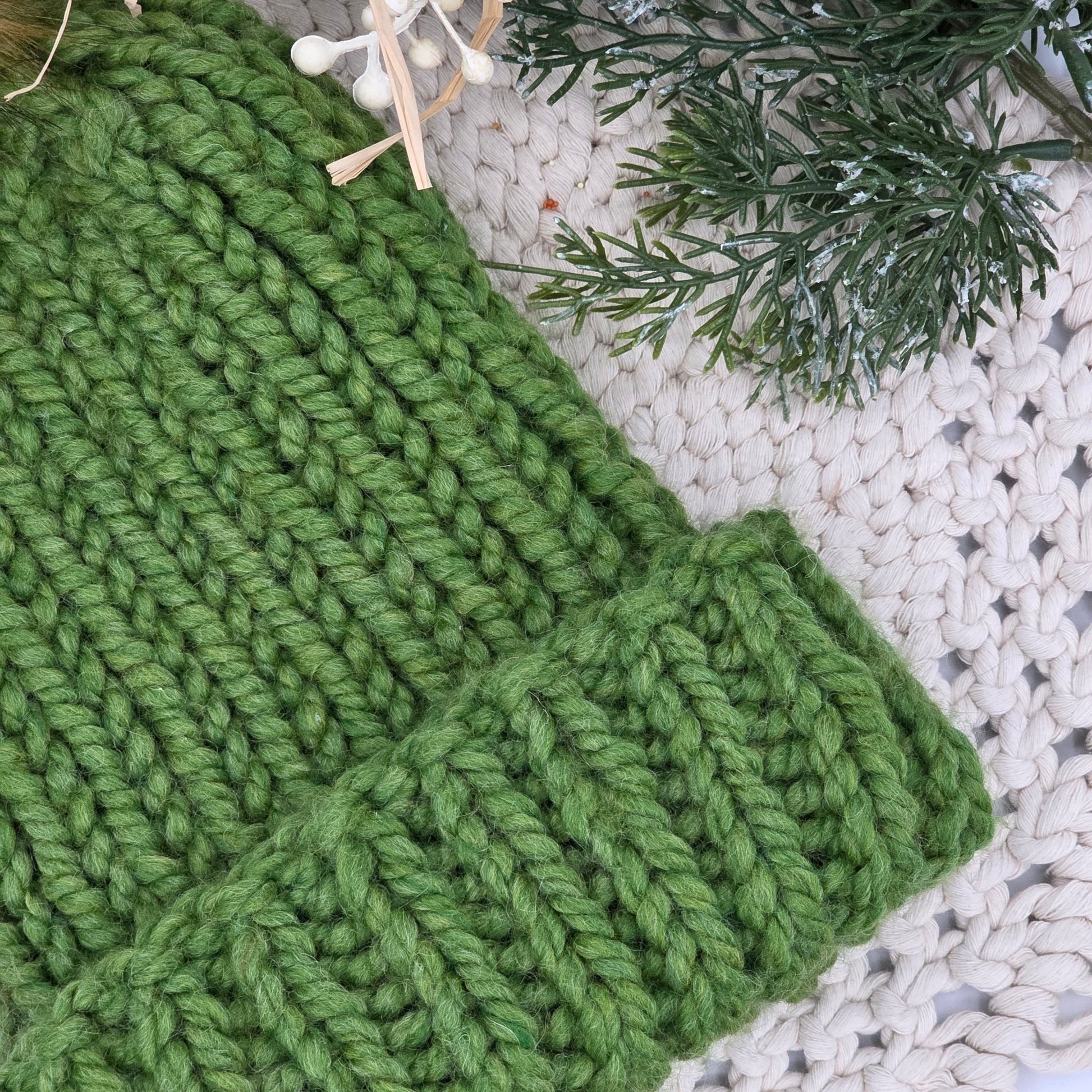 Aspen Beanie – Evergreen Frost | Chunky Ribbed Adult Hat hand dyed yarn by A Splash Of Fiber — artisan fiber and handmade creations