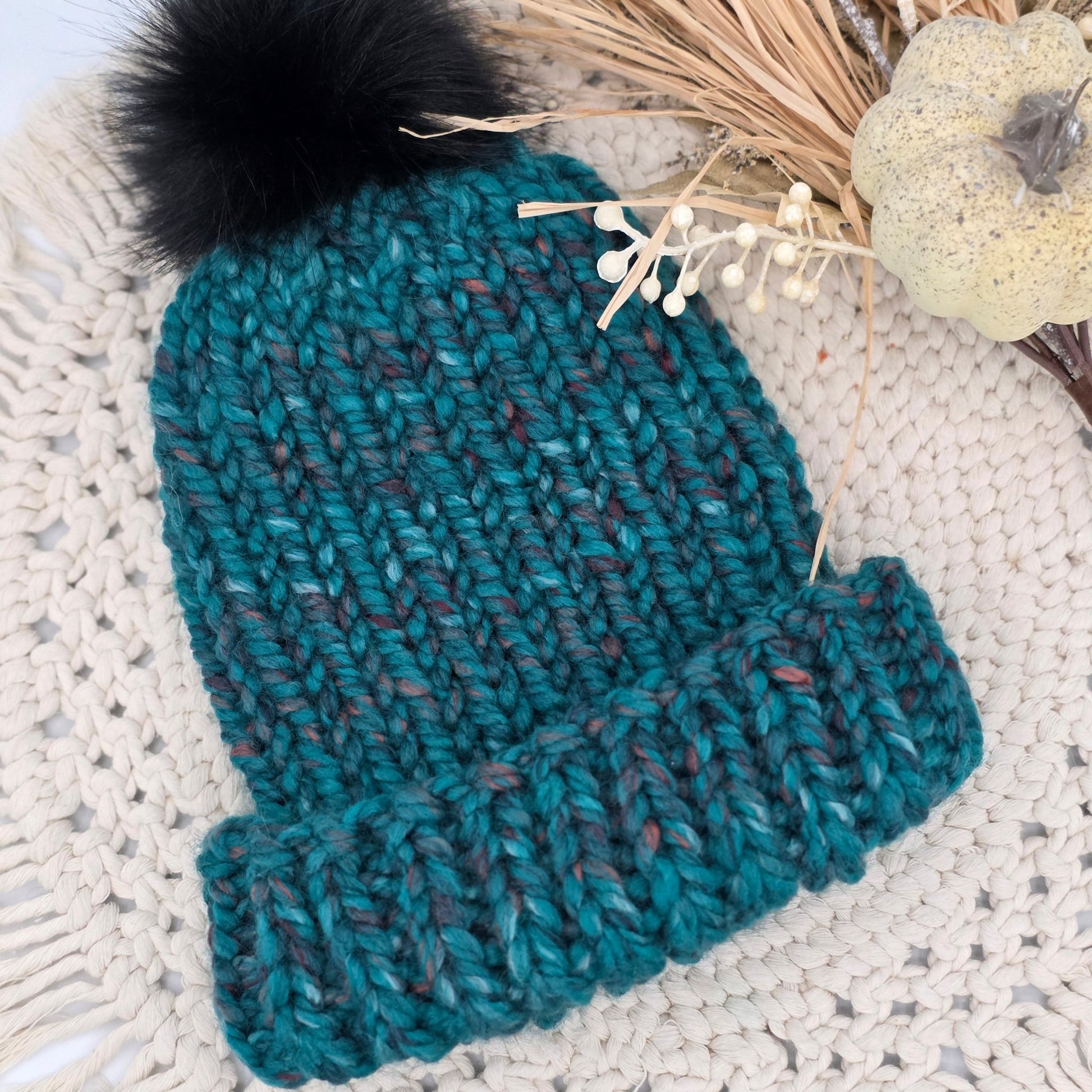 Aspen Beanie – Midnight Teal | Chunky Ribbed Adult Hat hand dyed yarn by A Splash Of Fiber — artisan fiber and handmade creations