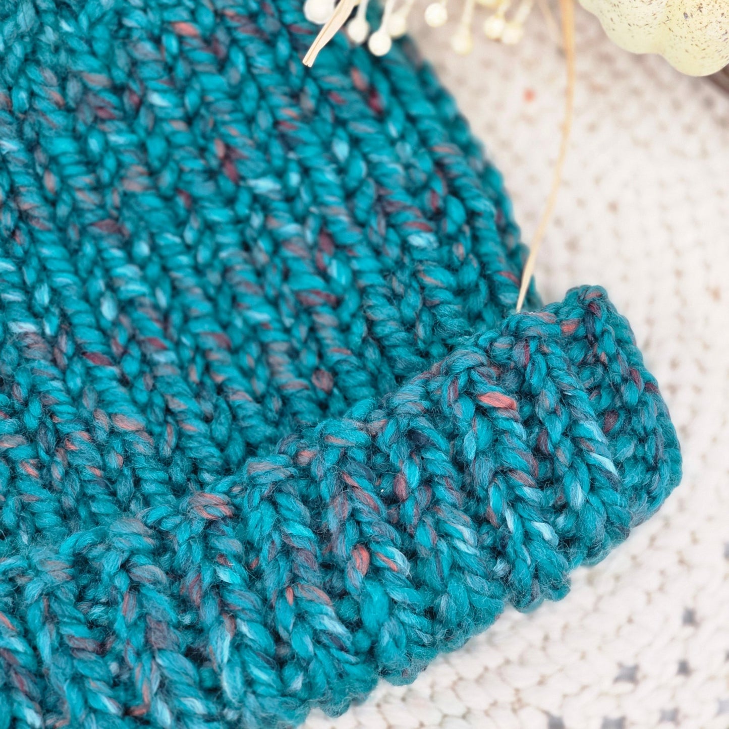 Aspen Beanie – Midnight Teal | Chunky Ribbed Adult Hat hand dyed yarn by A Splash Of Fiber — artisan fiber and handmade creations