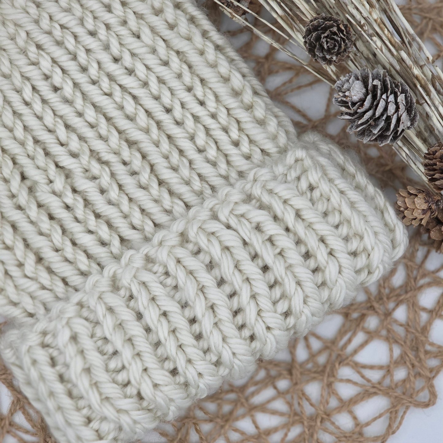 Aspen Beanie – Vanilla Frost | Chunky Ribbed Adult Hat hand dyed yarn by A Splash Of Fiber — artisan fiber and handmade creations