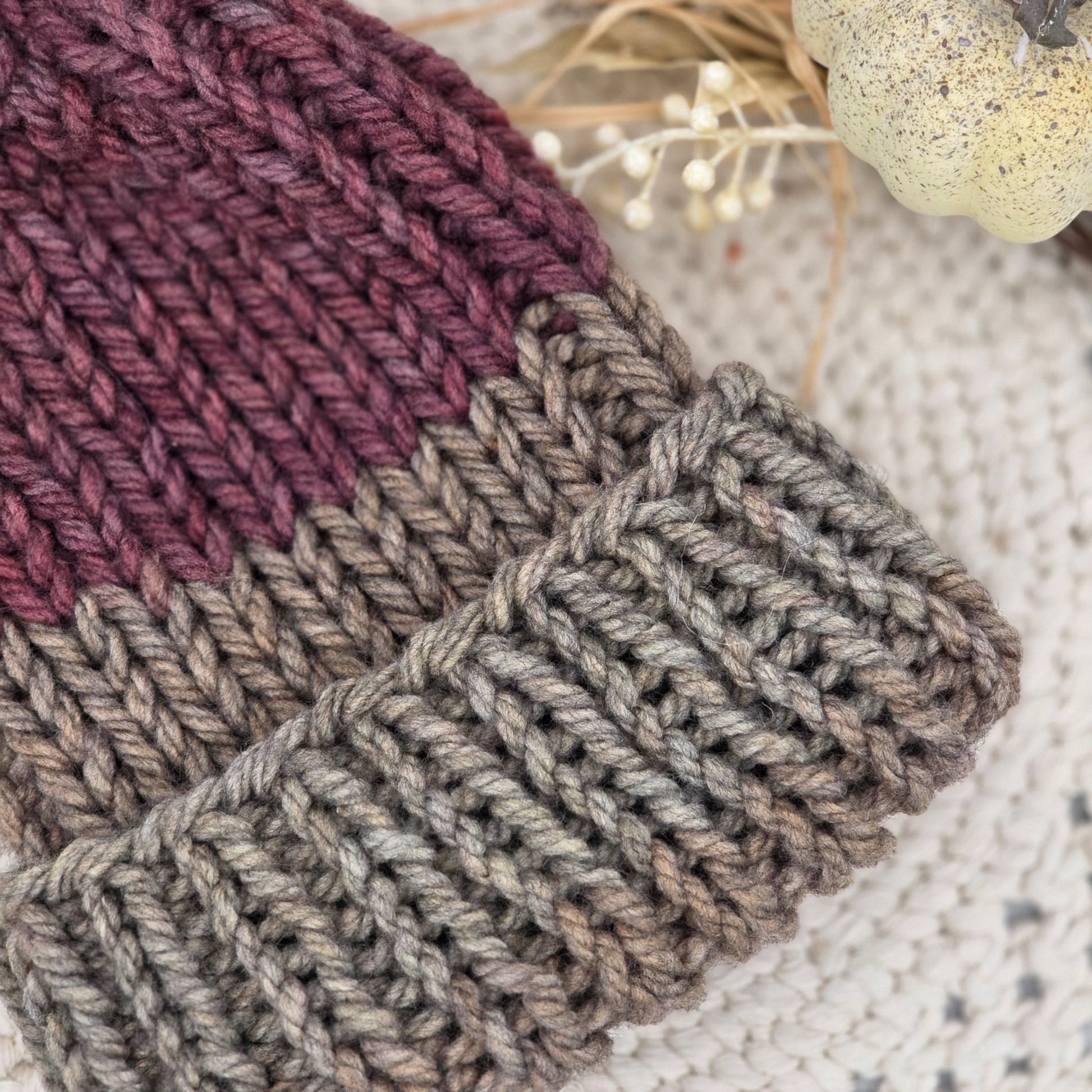 Aspen Beanie – Winter Plum | Chunky Ribbed Adult Hat hand dyed yarn by A Splash Of Fiber — artisan fiber and handmade creations