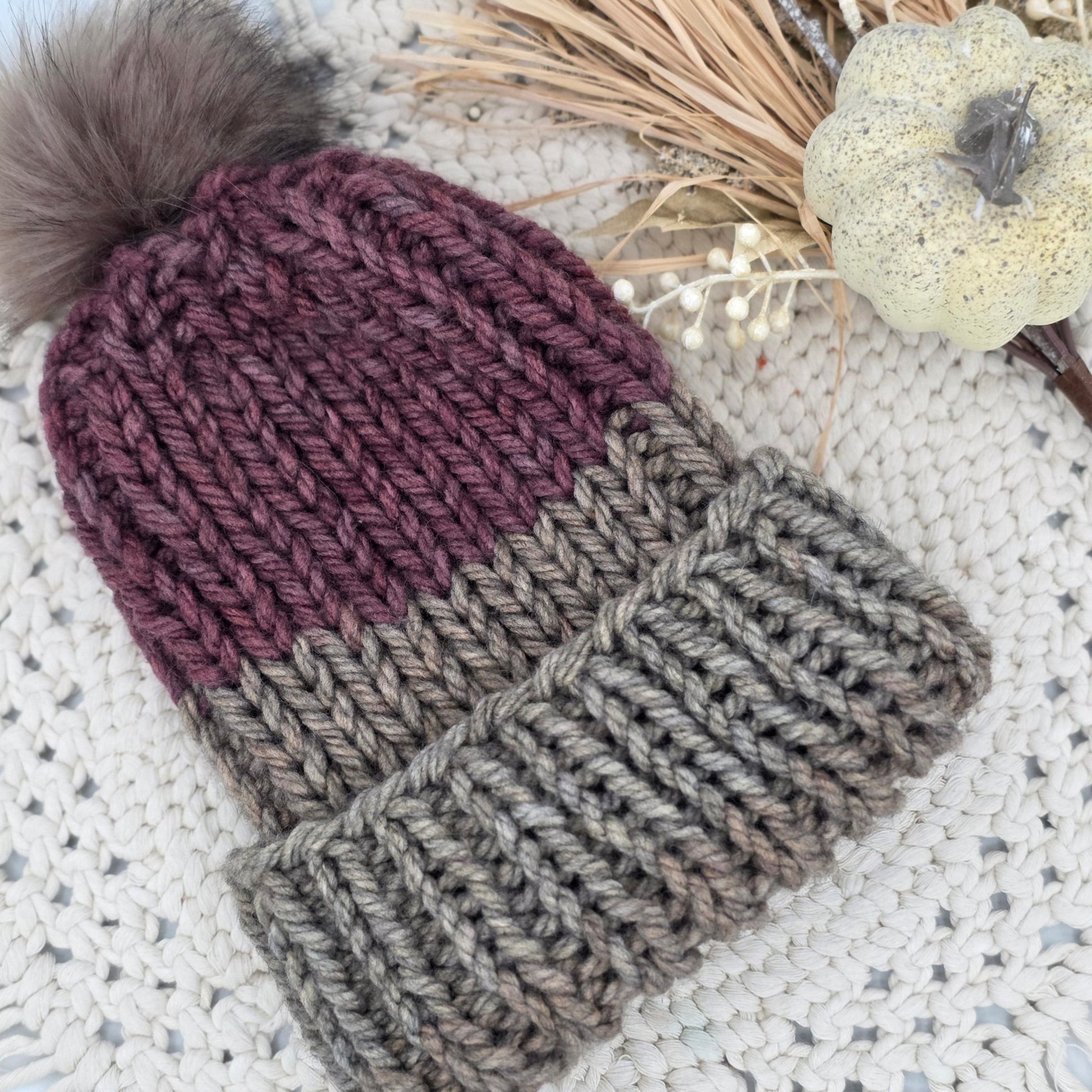 Aspen Beanie – Winter Plum | Chunky Ribbed Adult Hat hand dyed yarn by A Splash Of Fiber — artisan fiber and handmade creations