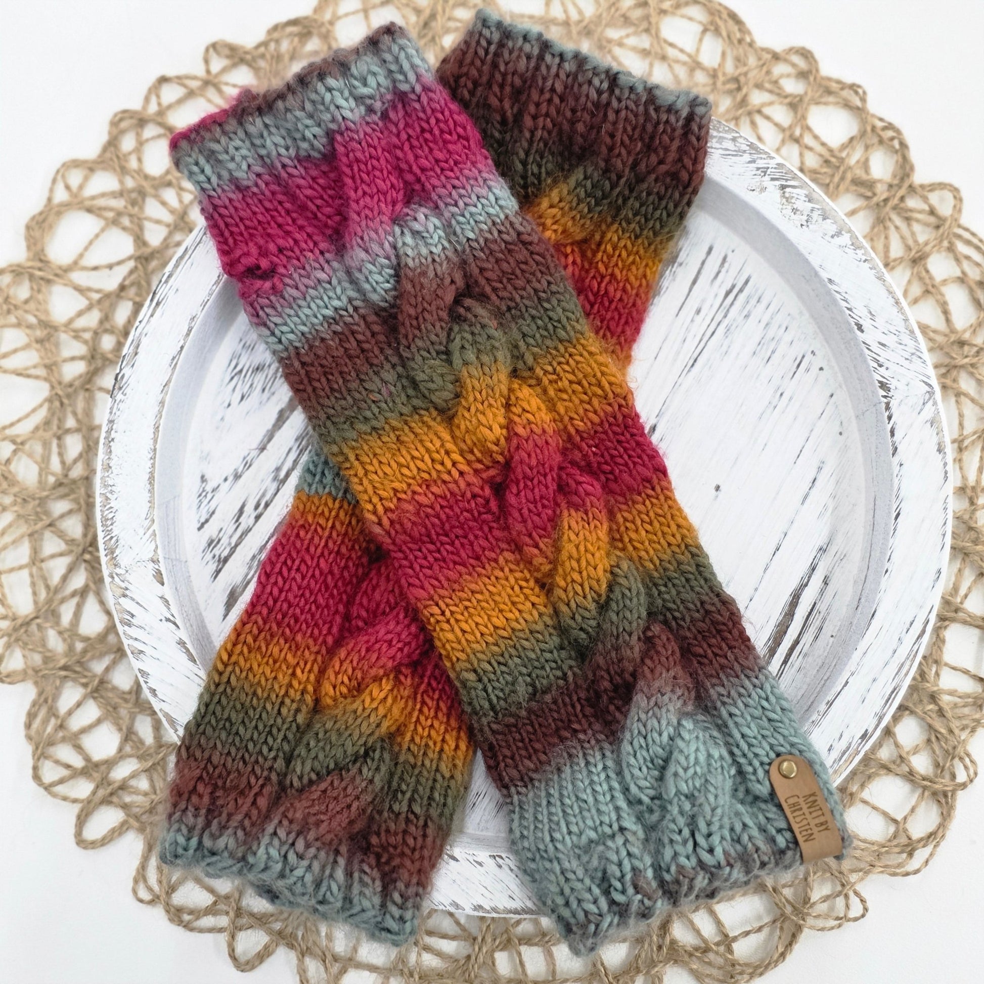 Autumn Glow - Hand - Knit Fingerless Gloves hand dyed yarn by A Splash Of Fiber — artisan fiber and handmade creations