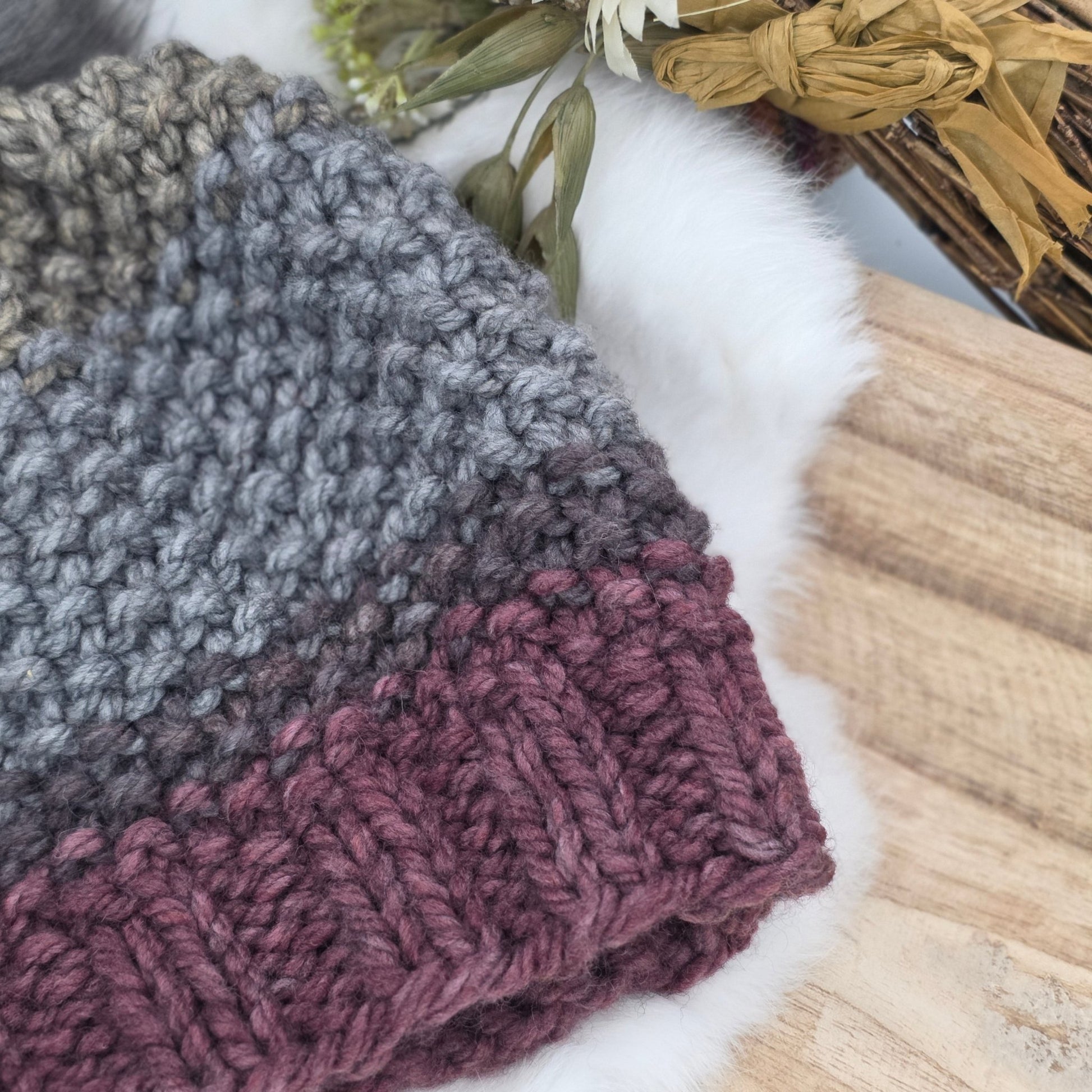 Cabin Comfort Beanie – Smokey Ridge | Chunky Adult Hat hand dyed yarn by A Splash Of Fiber — artisan fiber and handmade creations