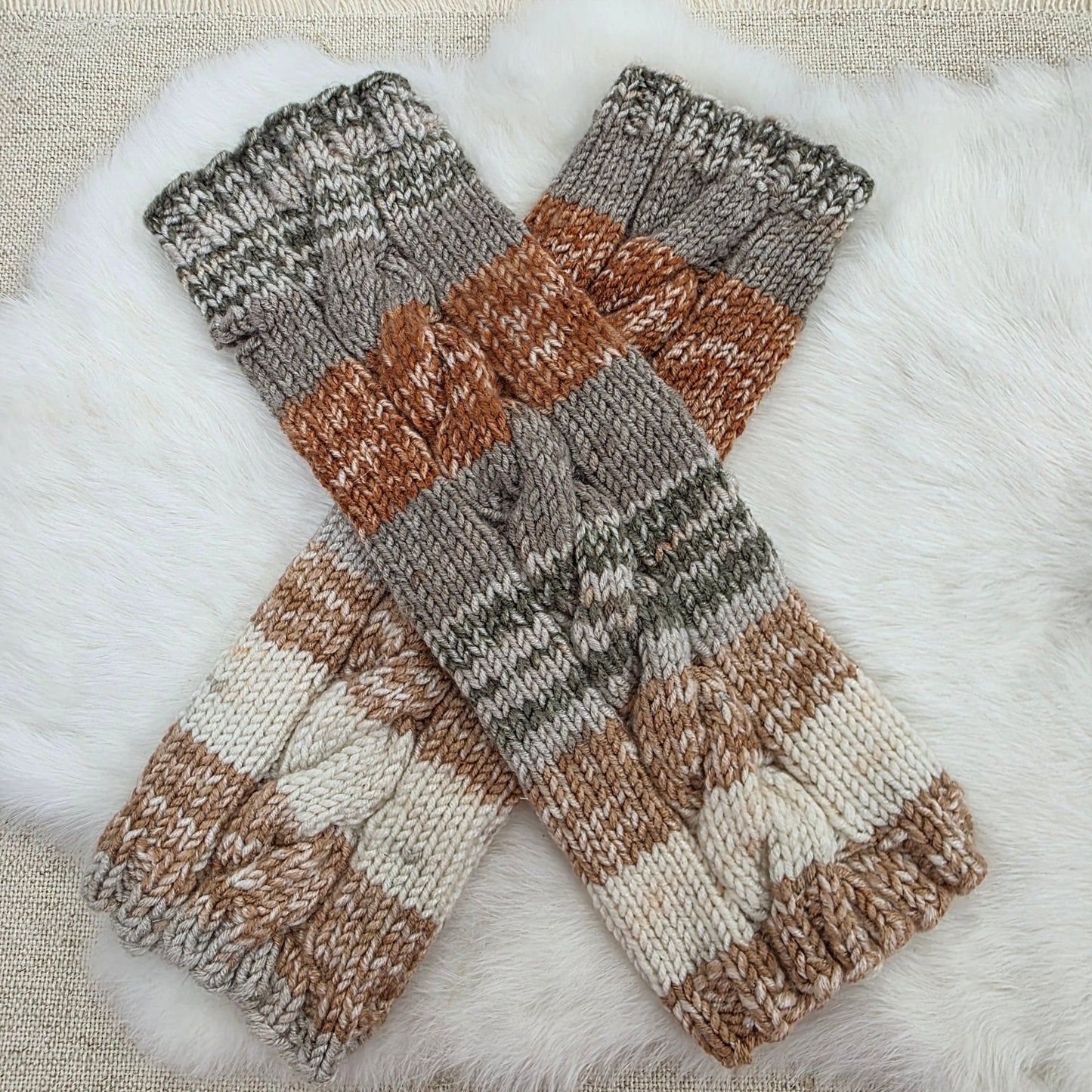 Desert Warmth – Handcrafted Fingerless Gloves, Soft Acrylic Knit Hand Warmers, Cozy Boho Fall Gift hand dyed yarn by A Splash Of Fiber — artisan fiber and handmade creations