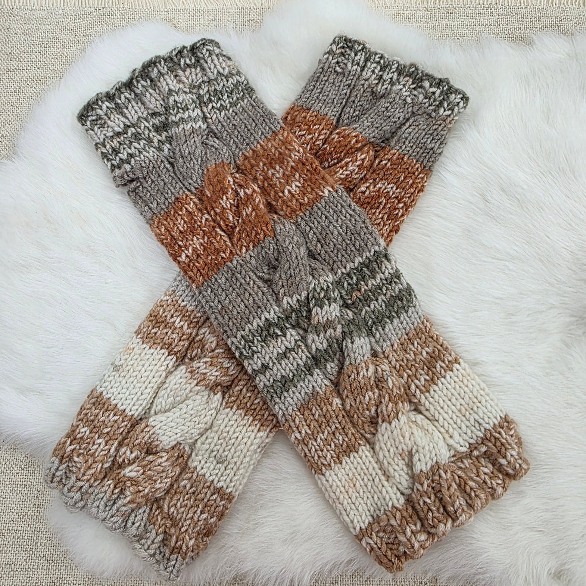 Desert Warmth – Handcrafted Fingerless Gloves, Soft Acrylic Knit Hand Warmers, Cozy Boho Fall Gift hand dyed yarn by A Splash Of Fiber — artisan fiber and handmade creations
