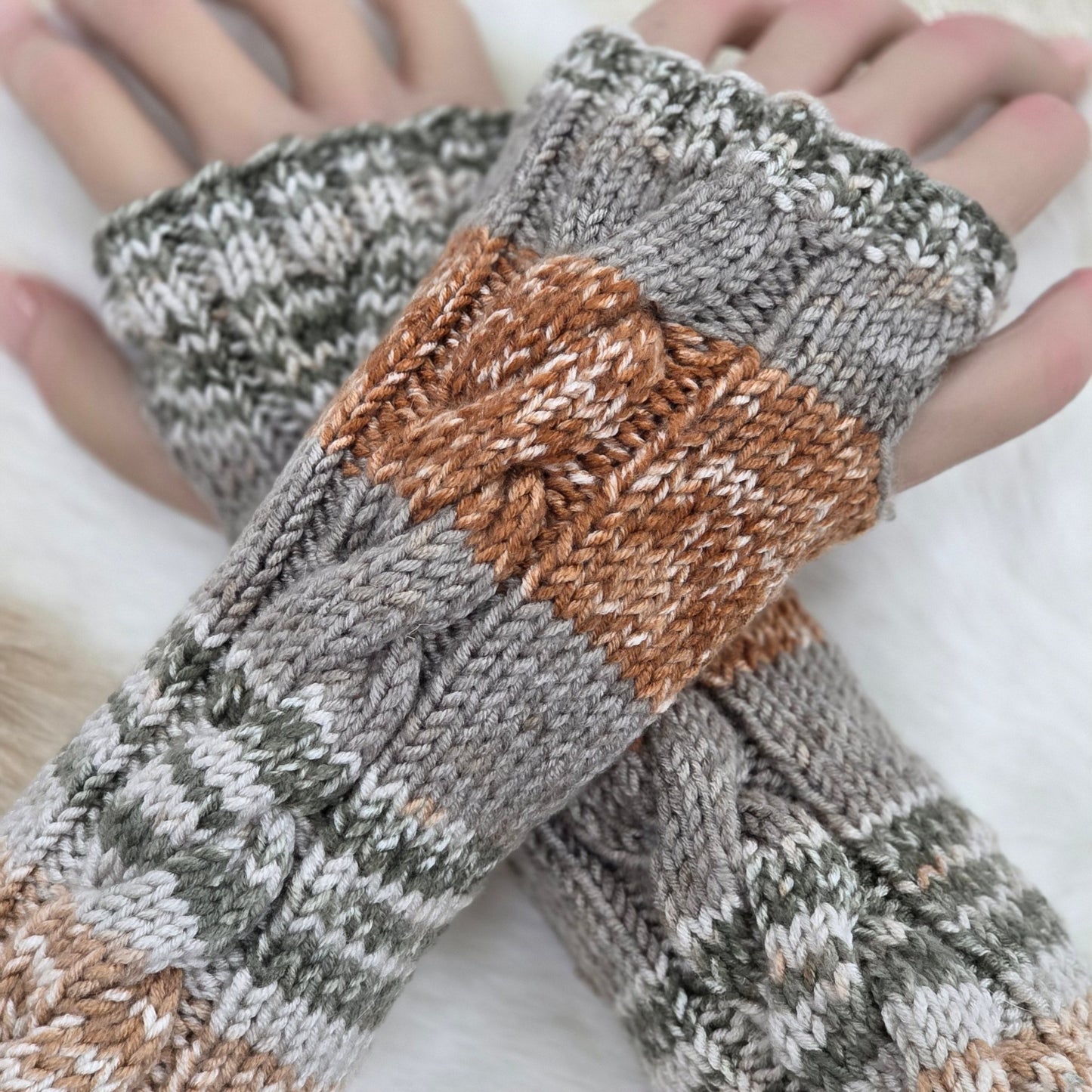 Desert Warmth – Handcrafted Fingerless Gloves, Soft Acrylic Knit Hand Warmers, Cozy Boho Fall Gift hand dyed yarn by A Splash Of Fiber — artisan fiber and handmade creations