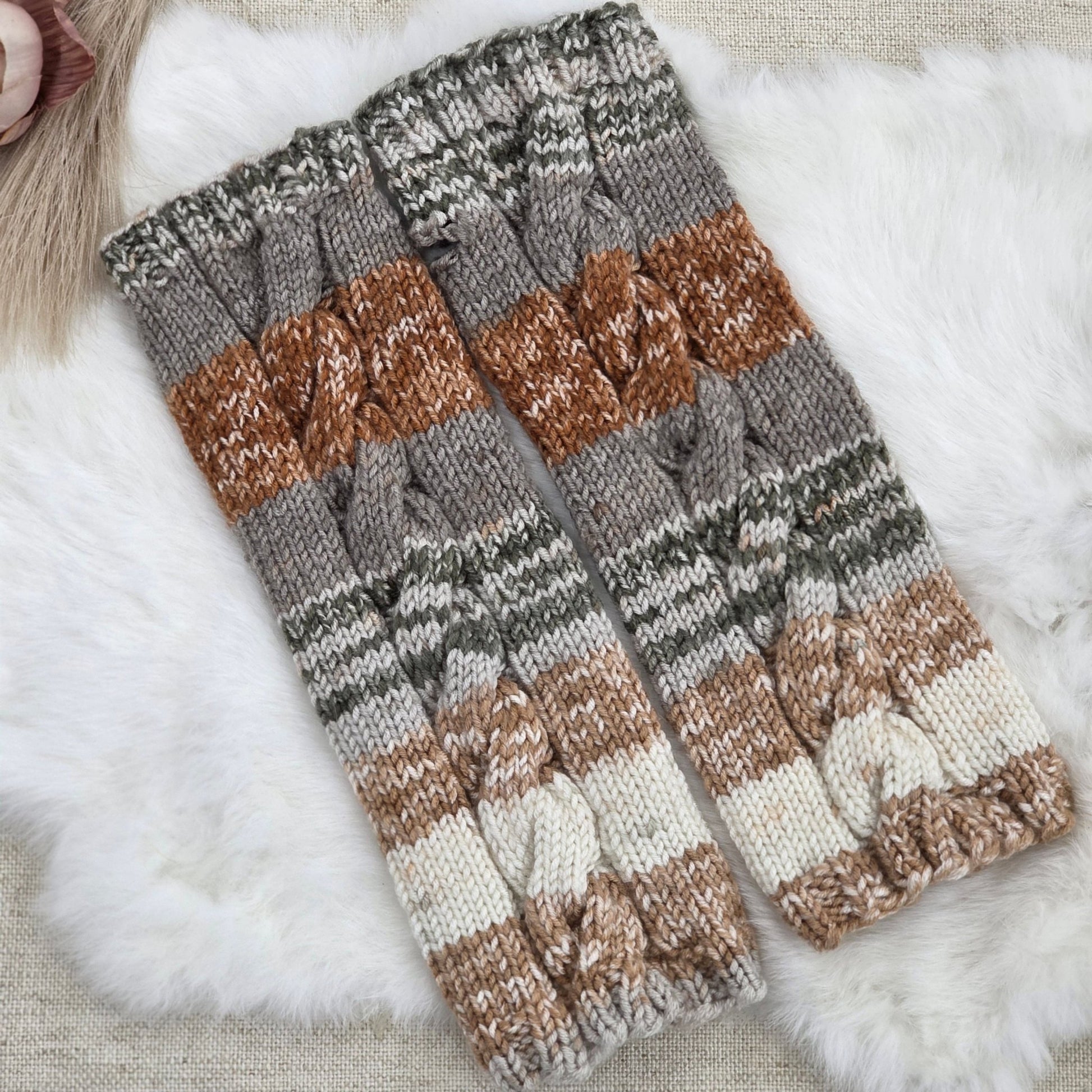 Desert Warmth – Handcrafted Fingerless Gloves, Soft Acrylic Knit Hand Warmers, Cozy Boho Fall Gift hand dyed yarn by A Splash Of Fiber — artisan fiber and handmade creations