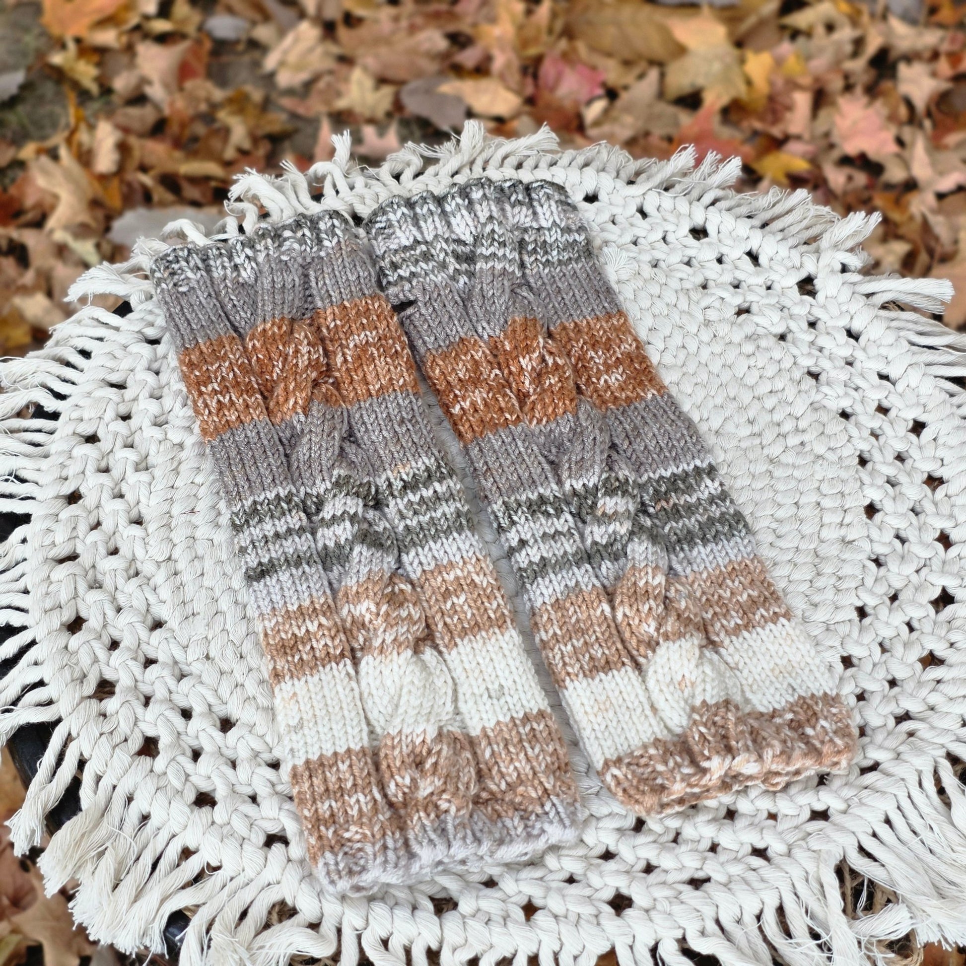 Desert Warmth – Handcrafted Fingerless Gloves, Soft Acrylic Knit Hand Warmers, Cozy Boho Fall Gift hand dyed yarn by A Splash Of Fiber — artisan fiber and handmade creations