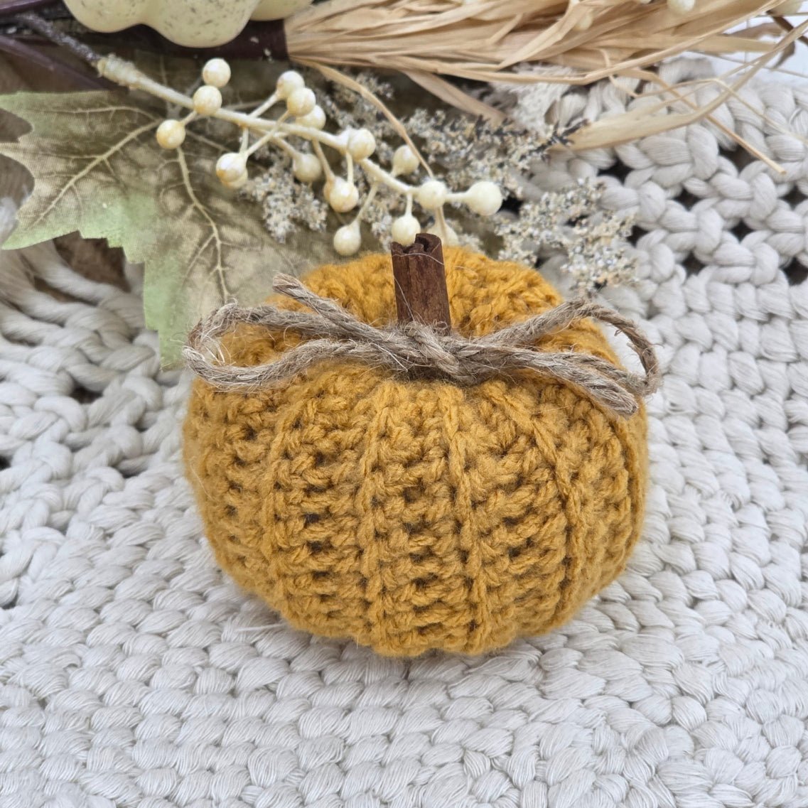 Handmade Crochet Pumpkin Set (3) hand dyed yarn by A Splash Of Fiber — artisan fiber and handmade creations