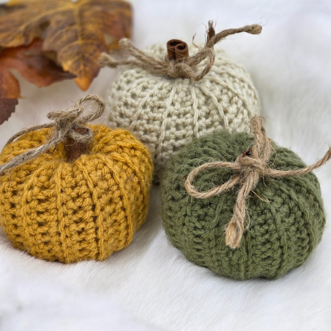 Handmade Crochet Pumpkin Set (3) hand dyed yarn by A Splash Of Fiber — artisan fiber and handmade creations