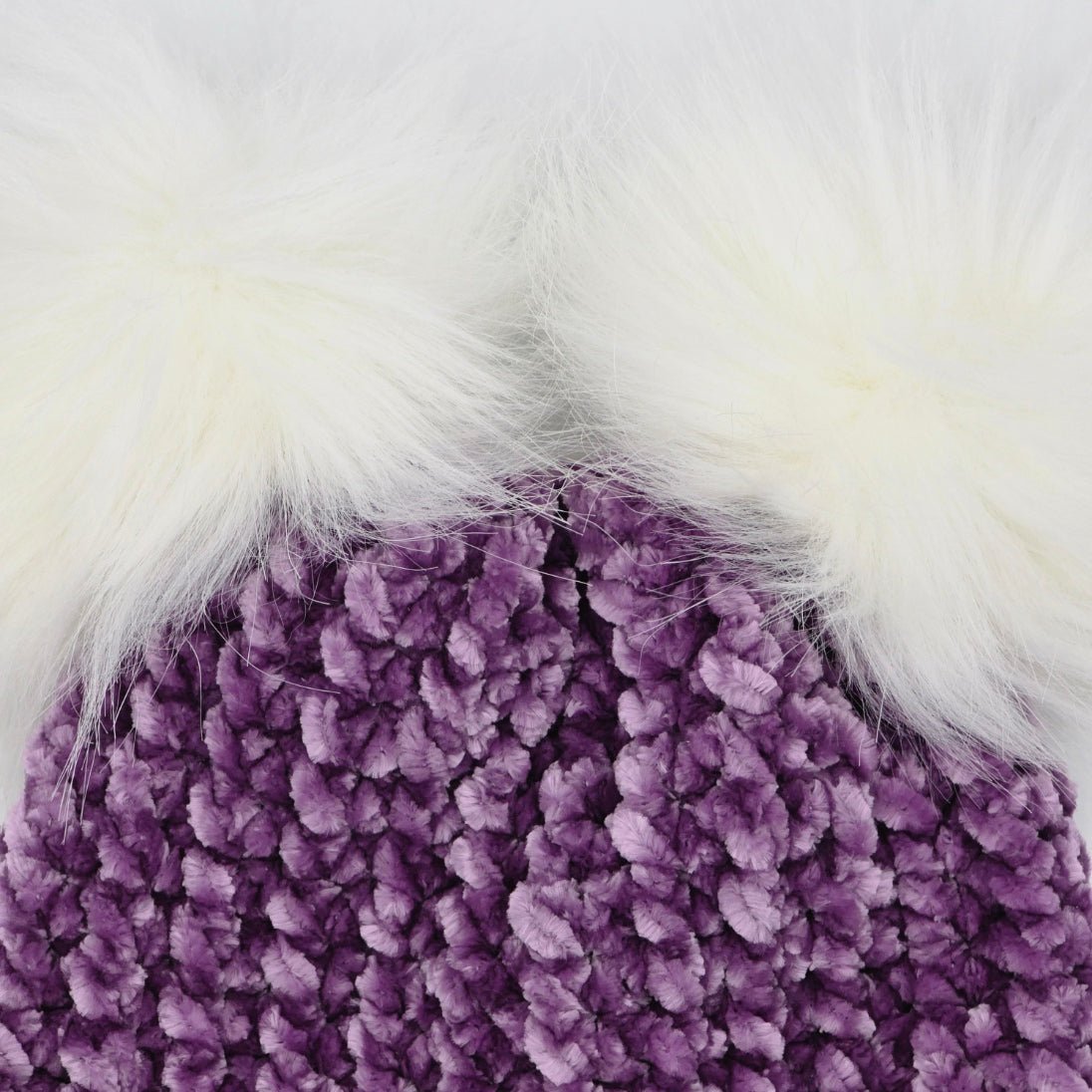 Lilac Dream Velvet Double Pom Baby Beanie hand dyed yarn by A Splash Of Fiber — artisan fiber and handmade creations