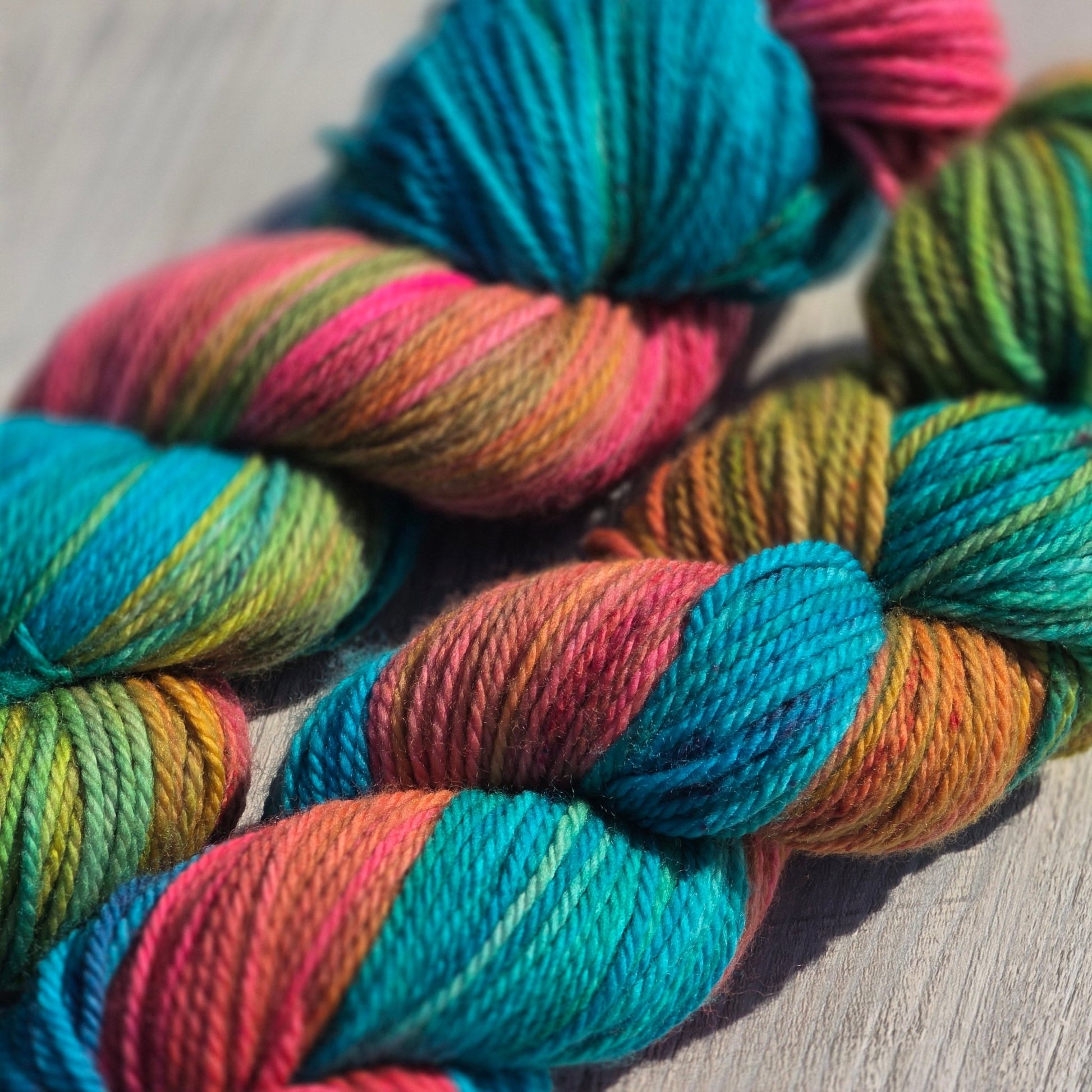 🍹Paradise Punch – Hand - Dyed Luxury Worsted Yarn – 100% Superwash Merino Wool, 100g / 200m hand dyed yarn by A Splash Of Fiber — artisan fiber and handmade creations