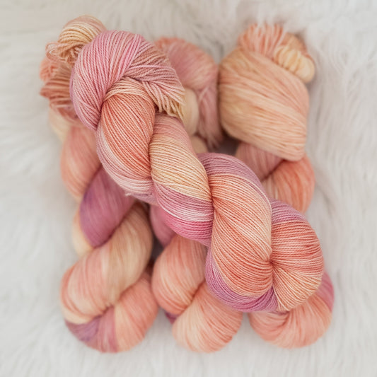 Peach Blossom hand dyed yarn by A Splash Of Fiber — artisan fiber and handmade creations