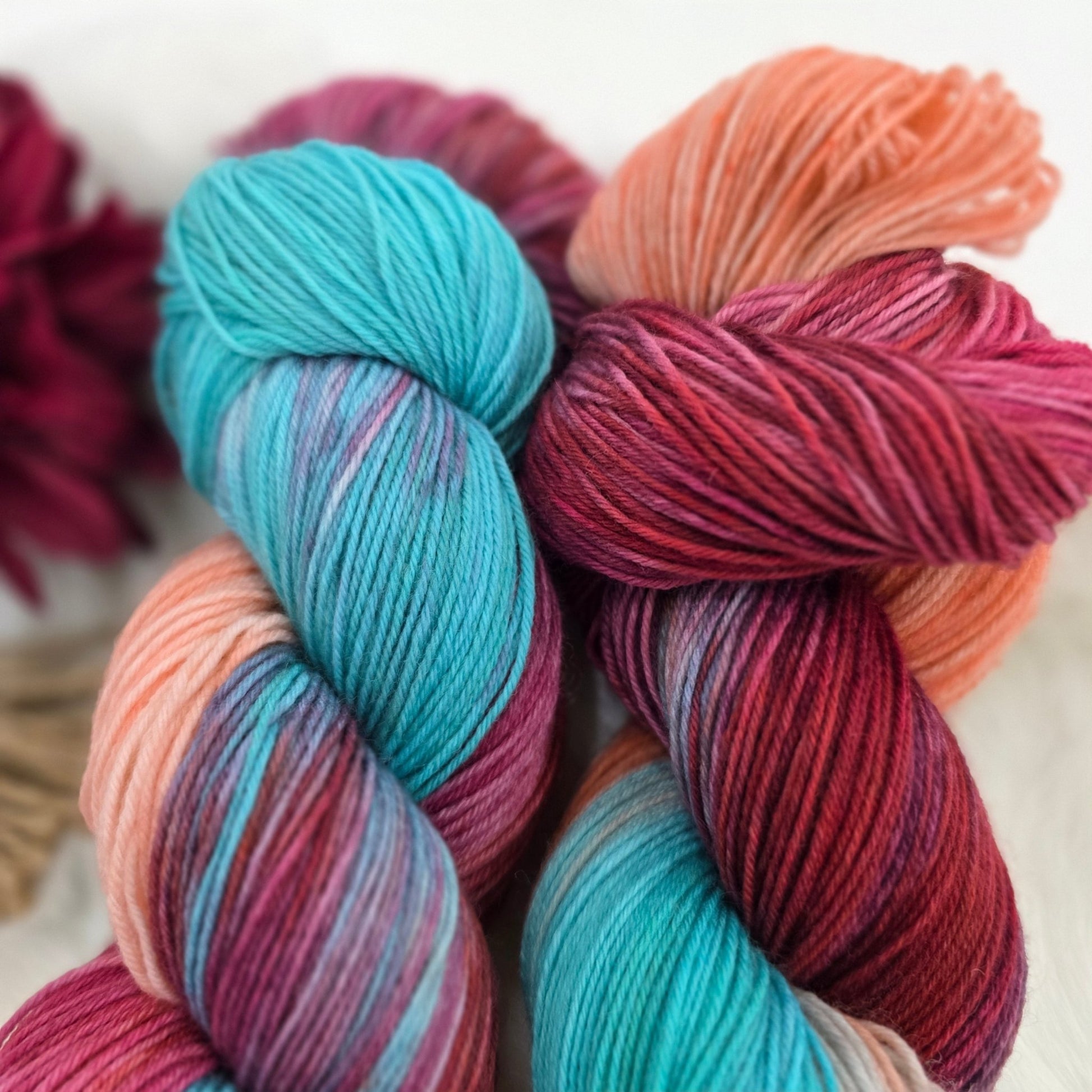 ✨Tropical Fizz – Hand - Dyed Luxury Sock Yarn – 70% Superwash Merino / 30% Nylon, 100g / 400m hand dyed yarn by A Splash Of Fiber — artisan fiber and handmade creations
