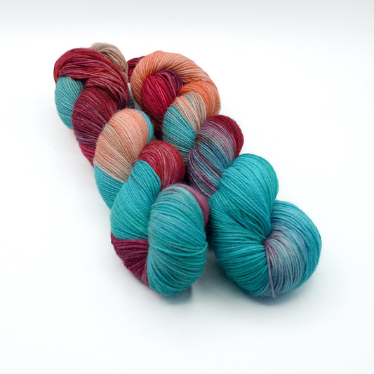 Tropical Fizz hand dyed yarn by A Splash Of Fiber — artisan fiber and handmade creations