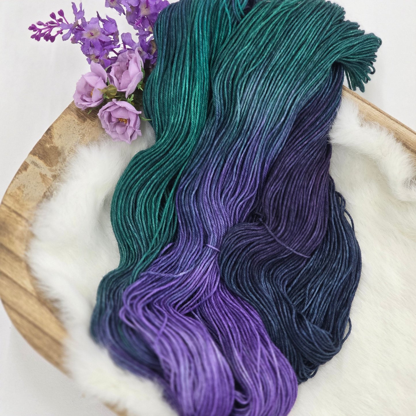 🌙Whispering Peacock – Hand - Dyed Luxury Sock Yarn – 70% Superwash Merino / 30% Nylon, 100g / 400m hand dyed yarn by A Splash Of Fiber — artisan fiber and handmade creations